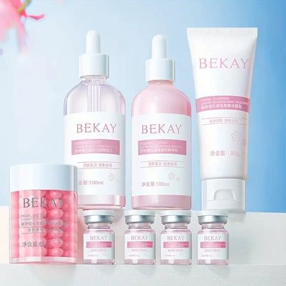 Cherry Blossom 8-Piece Luxury Skincare Gift Set - Oil Control, Hydration & Brightening, Hypoallergenic For All Skin Types