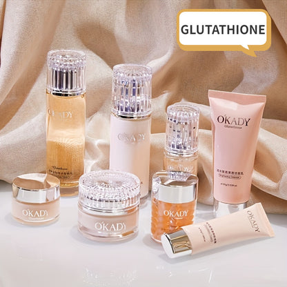 Glutathione Skincare Set -8 pieces hypoallergenic set, suitable for women, all skin types, containing moisturizing hyaluronic acid and glycerin, firming and moisturizing, suitable for dry and combination skin