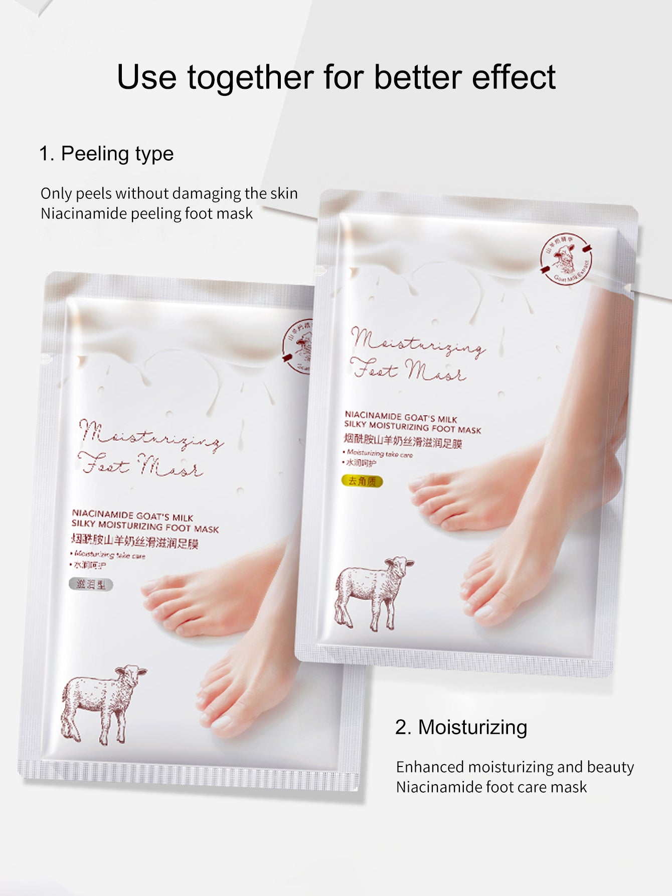 Niacinamide Goat's Milk Silky Moisturizing Foot Mask 30 pcs