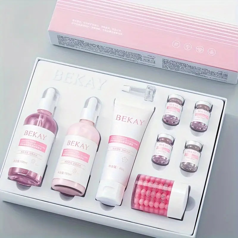 Cherry Blossom 8-Piece Luxury Skincare Gift Set - Oil Control, Hydration & Brightening, Hypoallergenic For All Skin Types